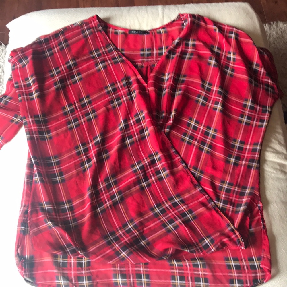 Sheer plaid blouse